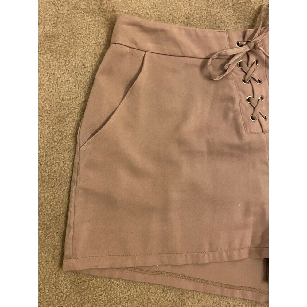 Forever 21 M Pink Blush Creme Tie Up Lace Preppy Dainty Shorts With Pockets - Picture 5 of 9